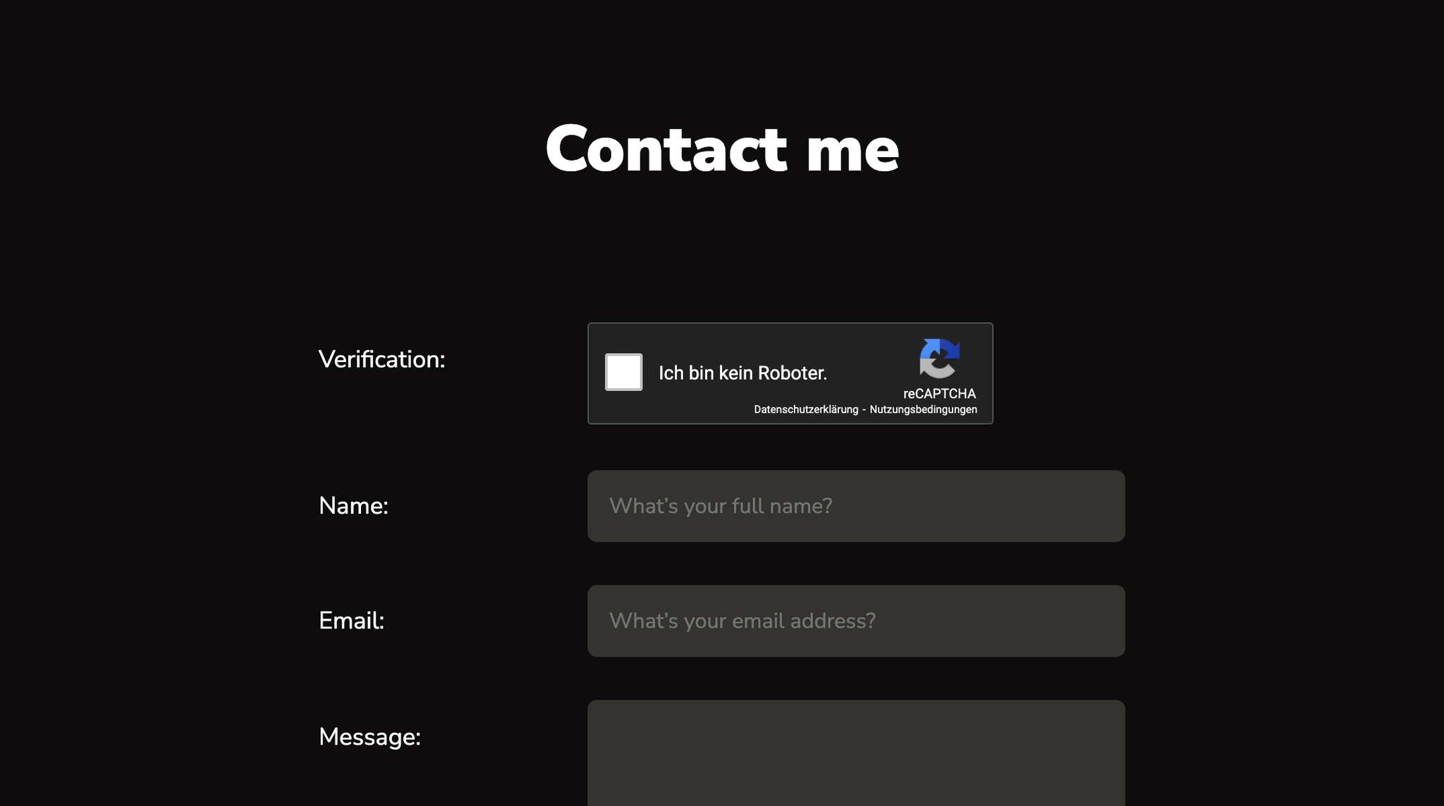 Screenshot of Contact Form