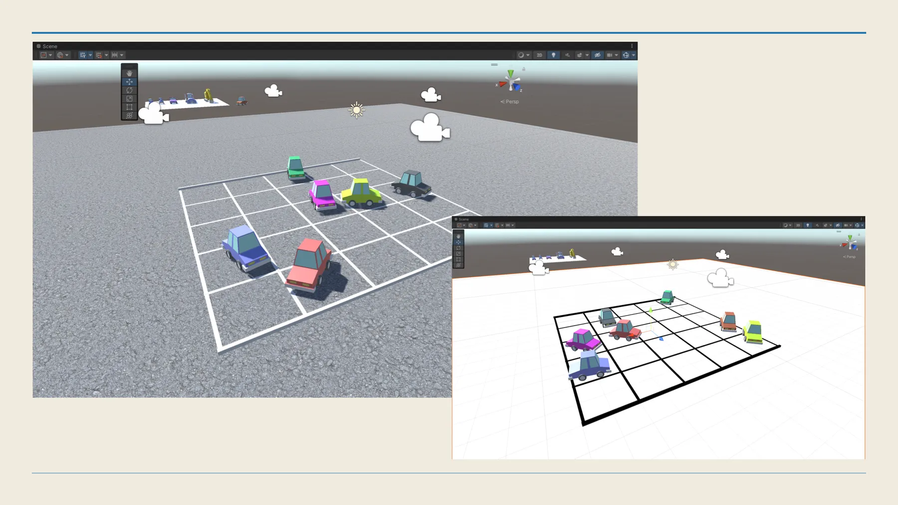Synthetic 3D parking scene created in Unity