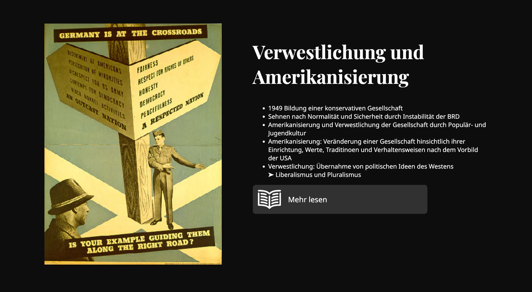 Screenshot of a content section in the interactive education website